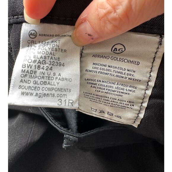 AG Adriano Goldschmied The Prima Crop Black Jeans Women’s 31 Cigarette - Picture 9 of 12